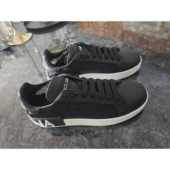 NWT Dolce&Gabbana Portofino Black & White Logo Sneakers - 38EU - Picture 7 of 9